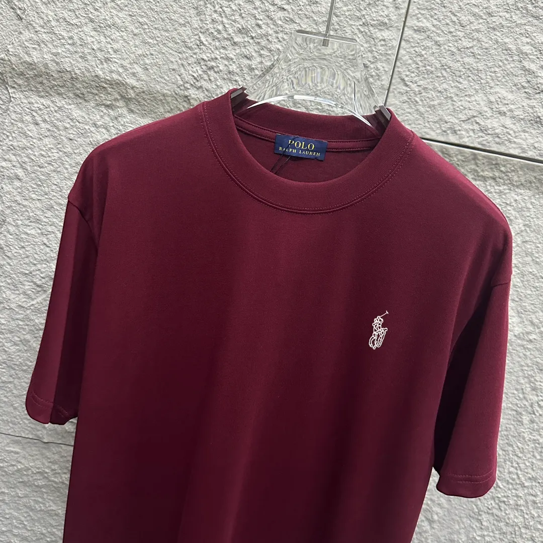 🅿️180 Polo* Ralph Lauren 2025 spring and summer new style Classic pony embroidery Customized double yarn plain cotton fabric Short-sleeved T-shirt Unisex Color: Black White Angora Red Size: S (90-130 pounds) M (120-150 pounds) L (140-165 pounds) XL (160-180 pounds) XXL (180-210 pounds)